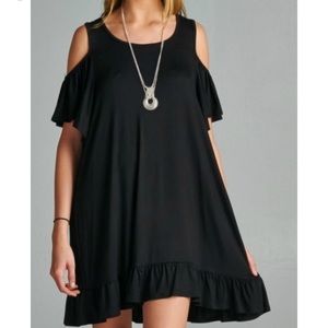 Black cold shoulder t shirt dress